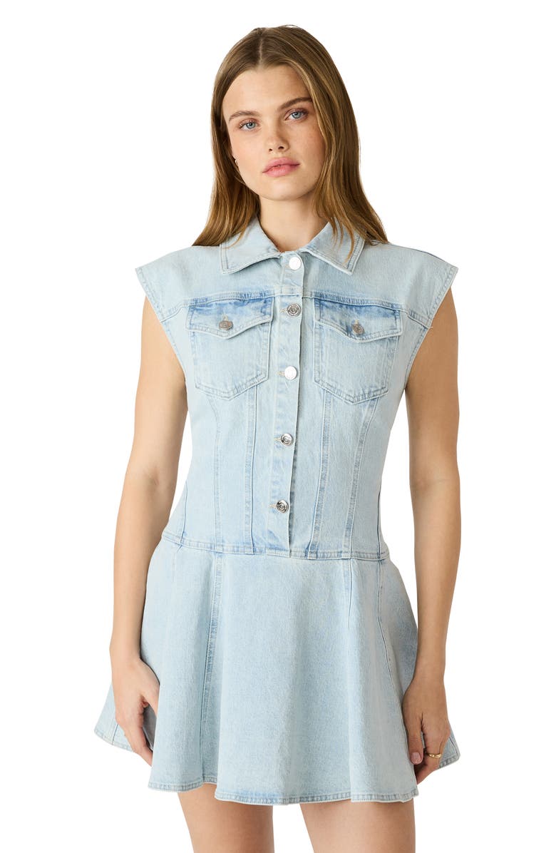 Steve Madden Liya Flare Denim Minidress, Alternate, color, Sulphur Spring