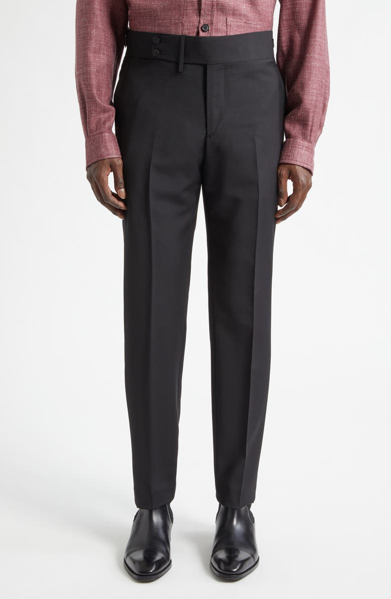 ISAIA Unito Wool & Mohair Slim Leg Pants, Main, color, Nero 990