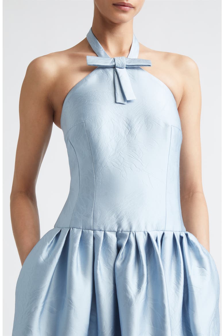 Sweeny Halter Silk Blend Cloqu Gown, Alternate, color, ICY BLUE