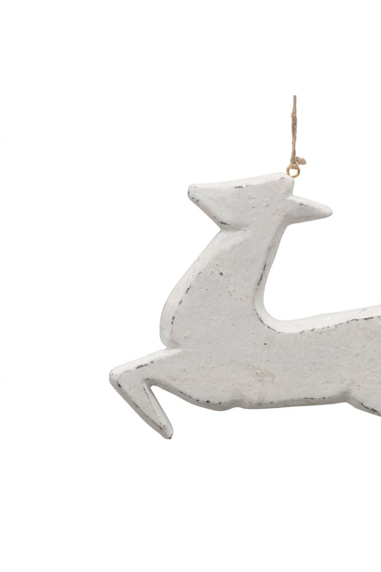 Handmade Paper Mache Deer Ornament, White, Alternate, color, White
