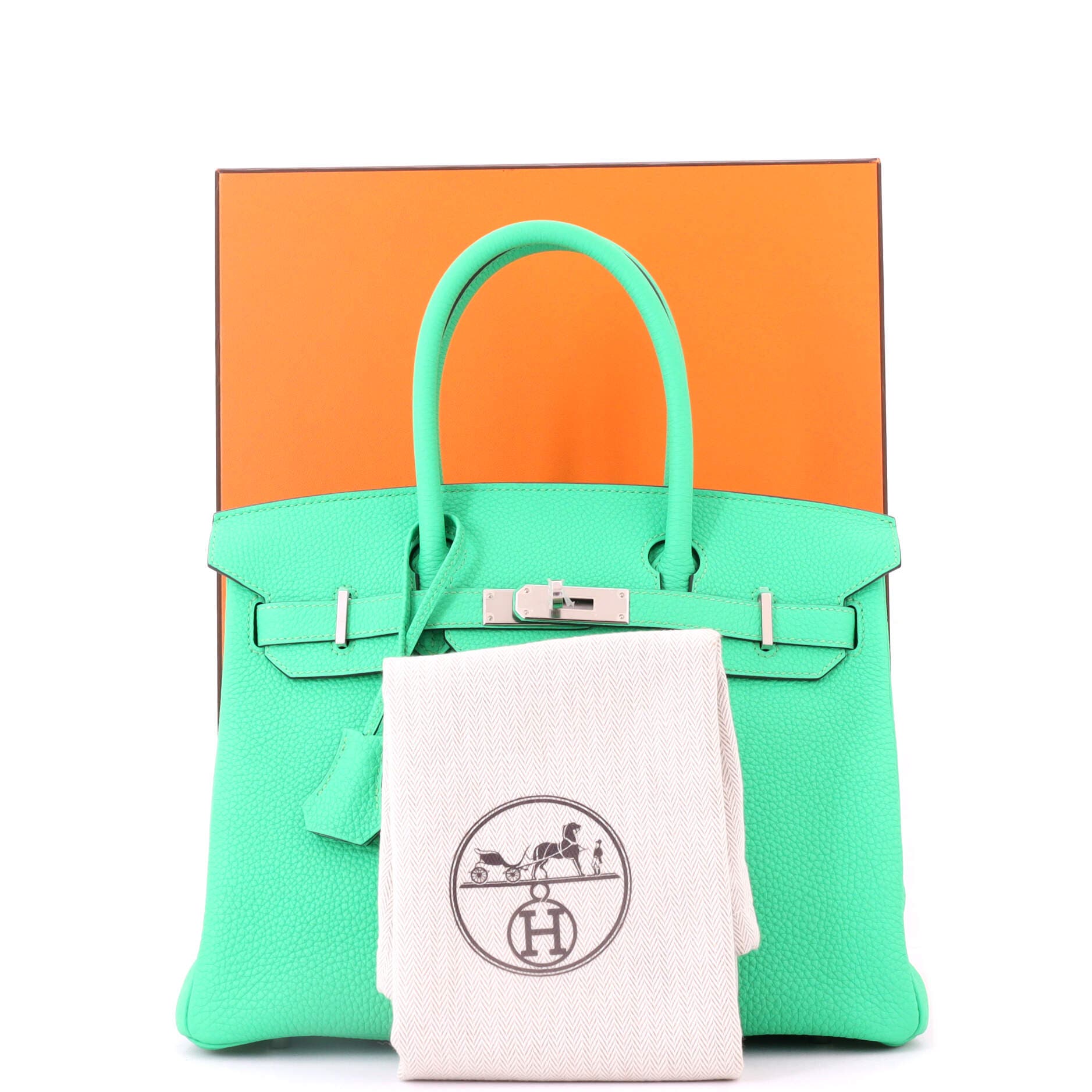 Pre-Owned Hermes Birkin Handbag Green Togo with Palladium Hardware 30, Alternate, color, 