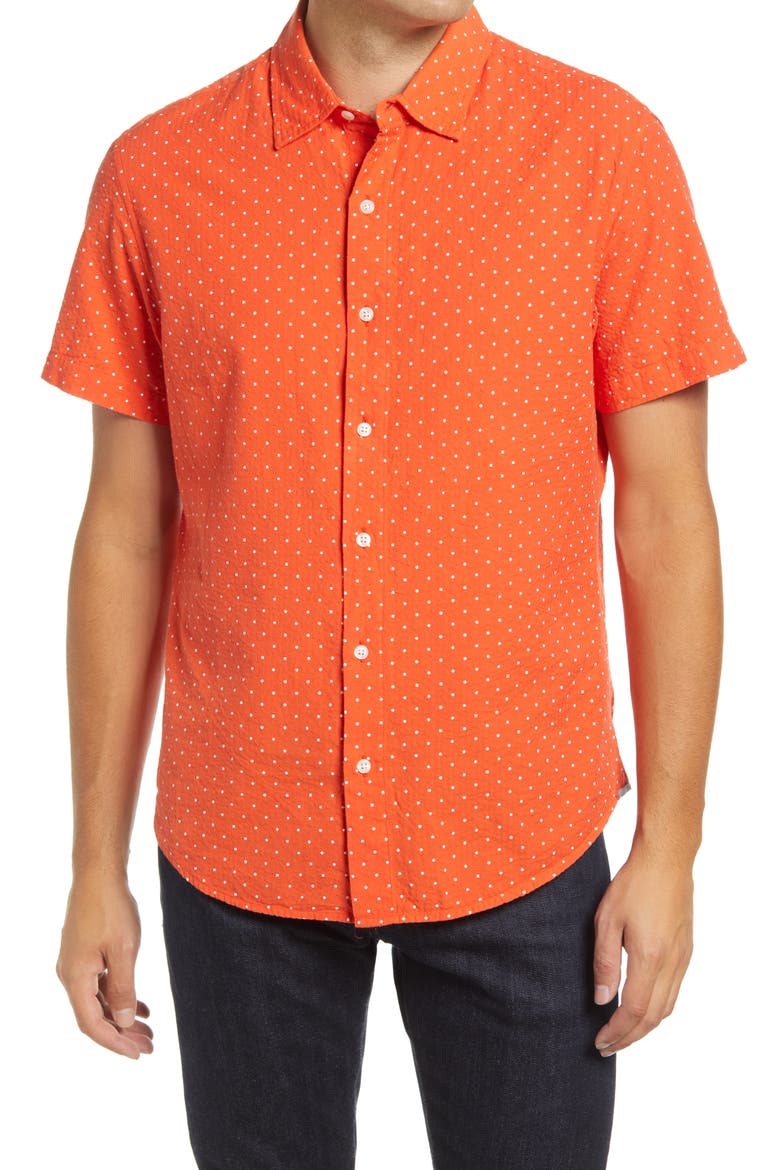 Riviera Slim Fit Short Sleeve Button-Up Shirt, Main, color, MILLER COVE SEERSUCKER