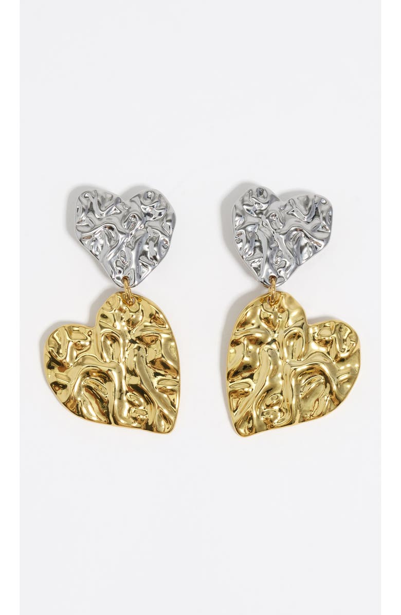 Bimba y Lola Two-Tone Textured Hearts Earrings, Main, color, 