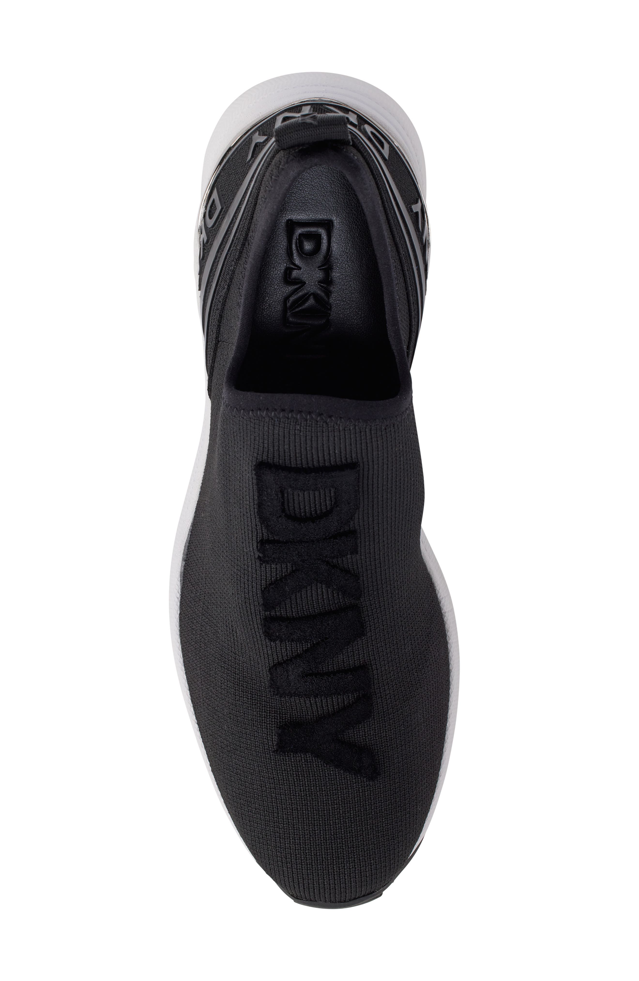 DKNY Keeva Wedge Knit Sneaker, Alternate, color, Black