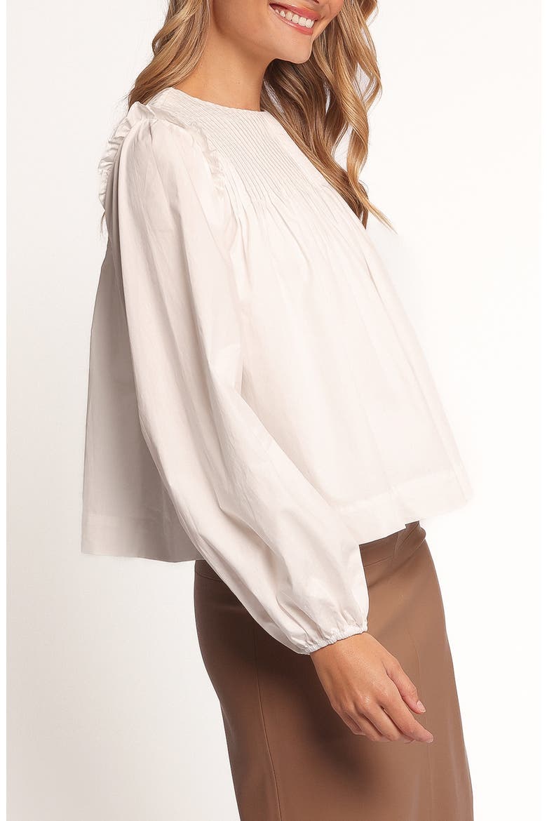 Melba Pintuck Pleat Cotton Top, Alternate, color, WHITE
