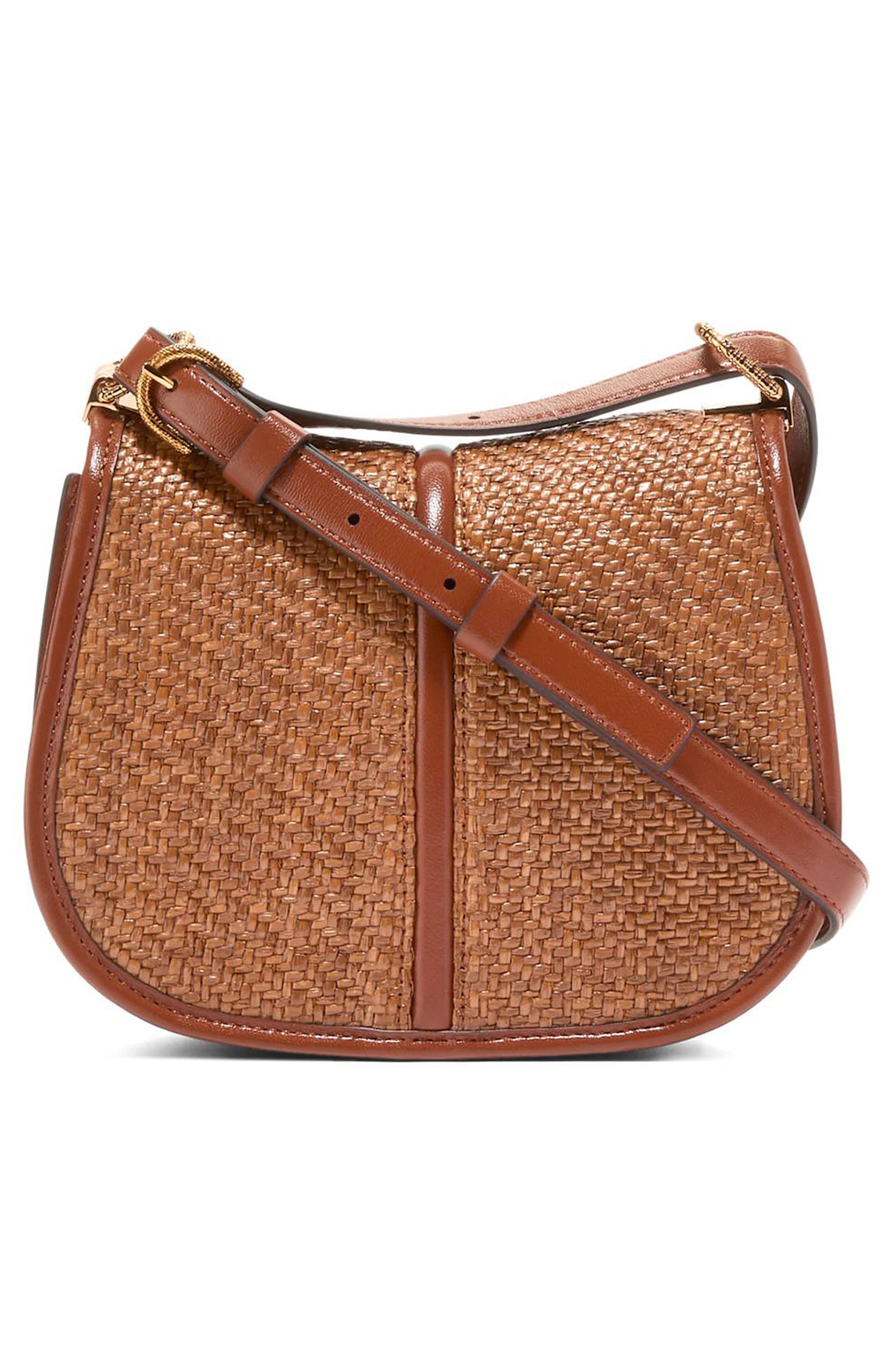 Cole Haan Celenea Woven Raffia Saddle Bag, Alternate, color, 