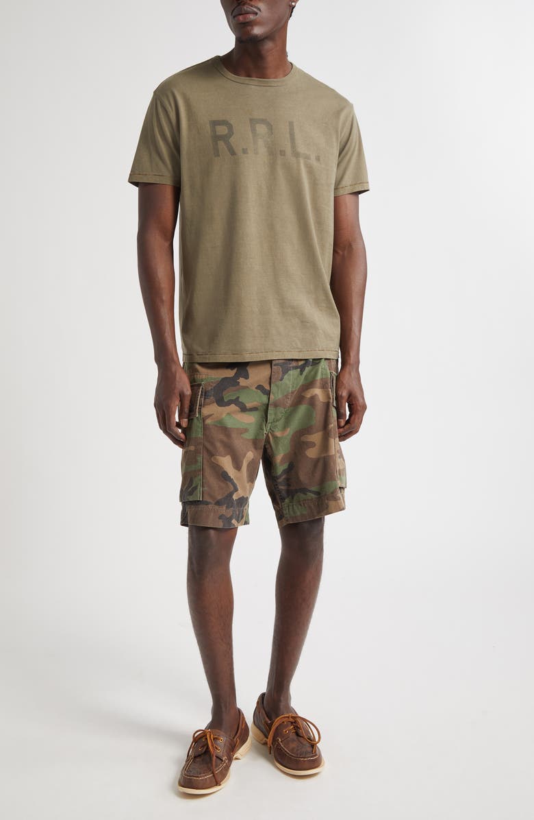 Double RL Camouflage Ripstop Cotton Cargo Shorts, Alternate, color, Woodland Camo