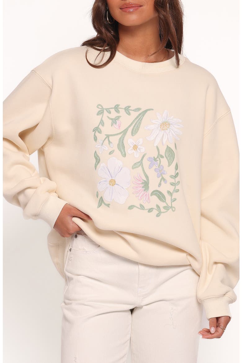 Flower Garden Graphic Sweatshirt, Main, color, CREAM