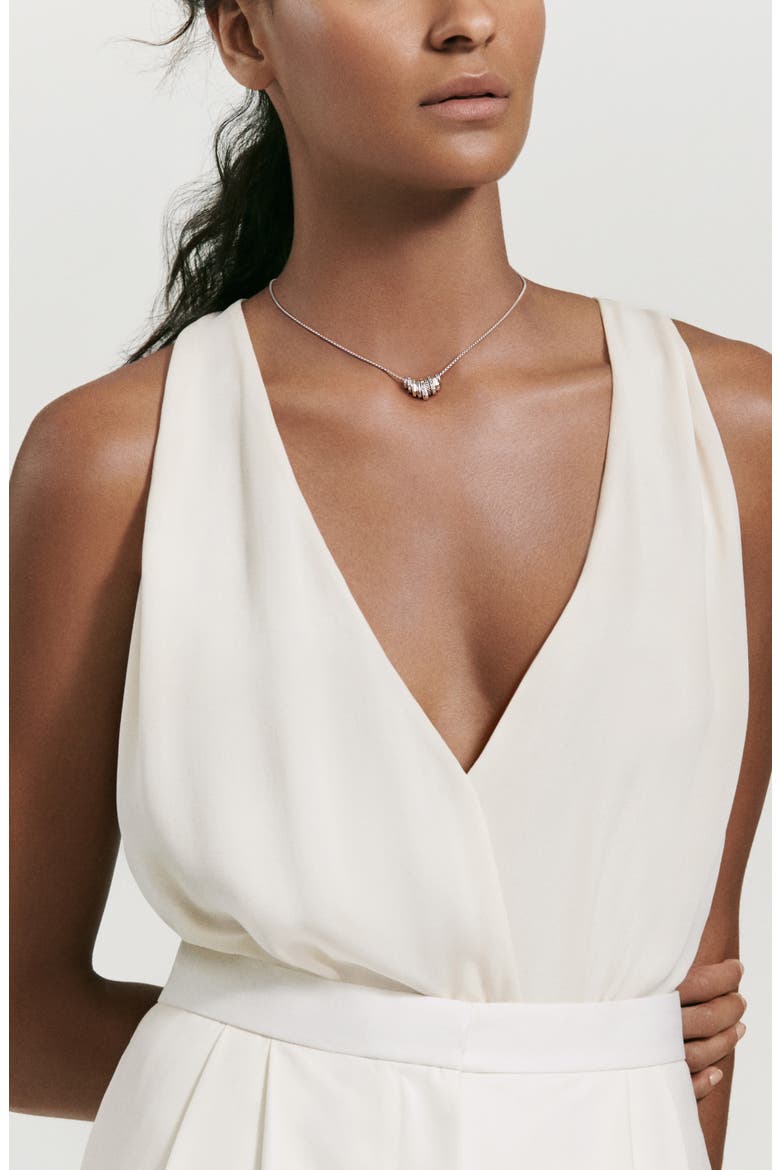 Stax Small Pendant Necklace with Diamonds, Alternate, color, SILVER