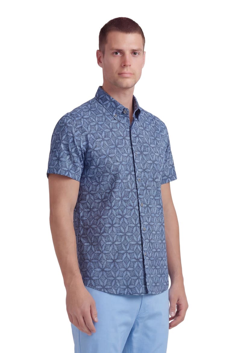 Tribal Mens Merino Wool Button-up Shirt, Alternate, color, TRIBAL BLUE