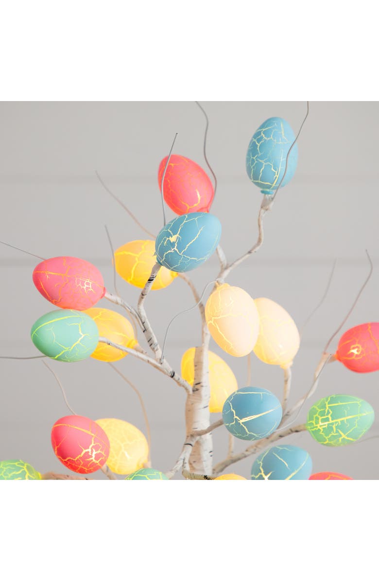 NEARLY NATURAL 2-ft Pre-Lit Artificial Easter Egg Twig Tree with 24 LED Lights, Alternate, color, White