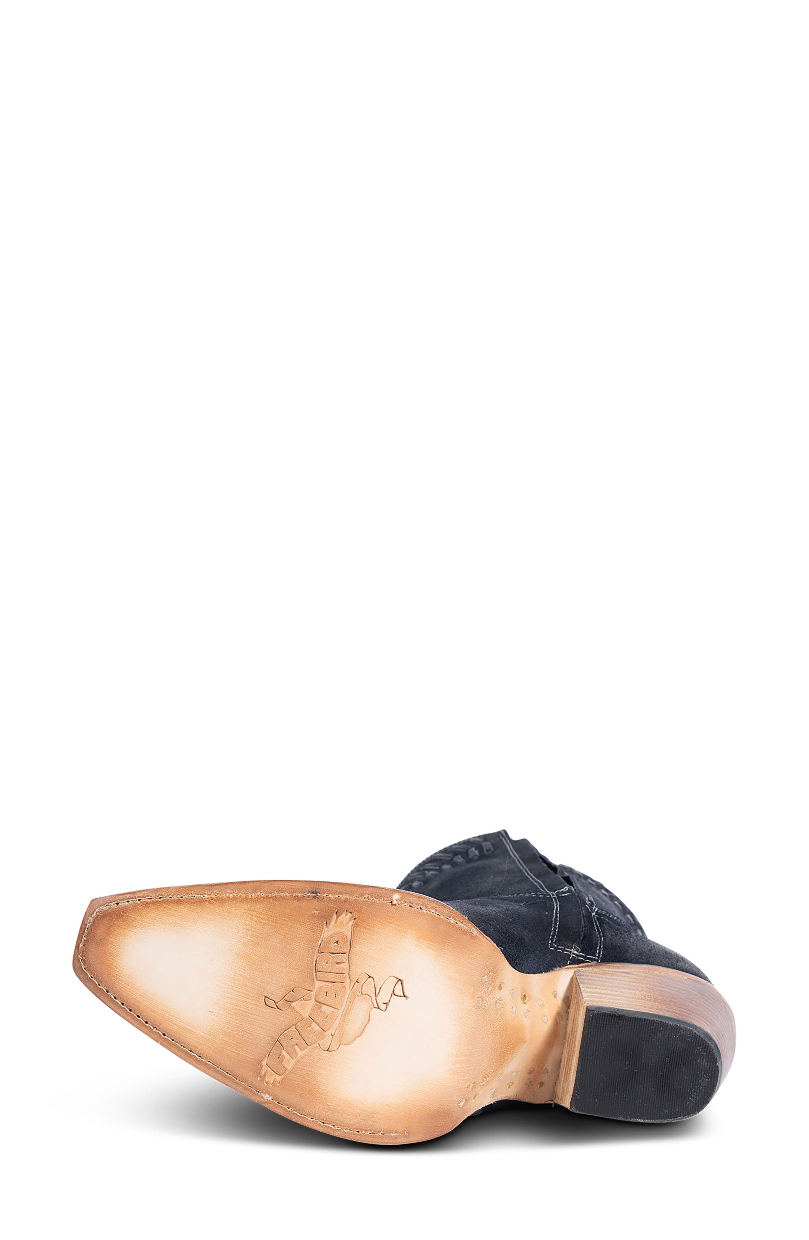 Freya Leather Western Bootie, Alternate, color, BLUE SUEDE