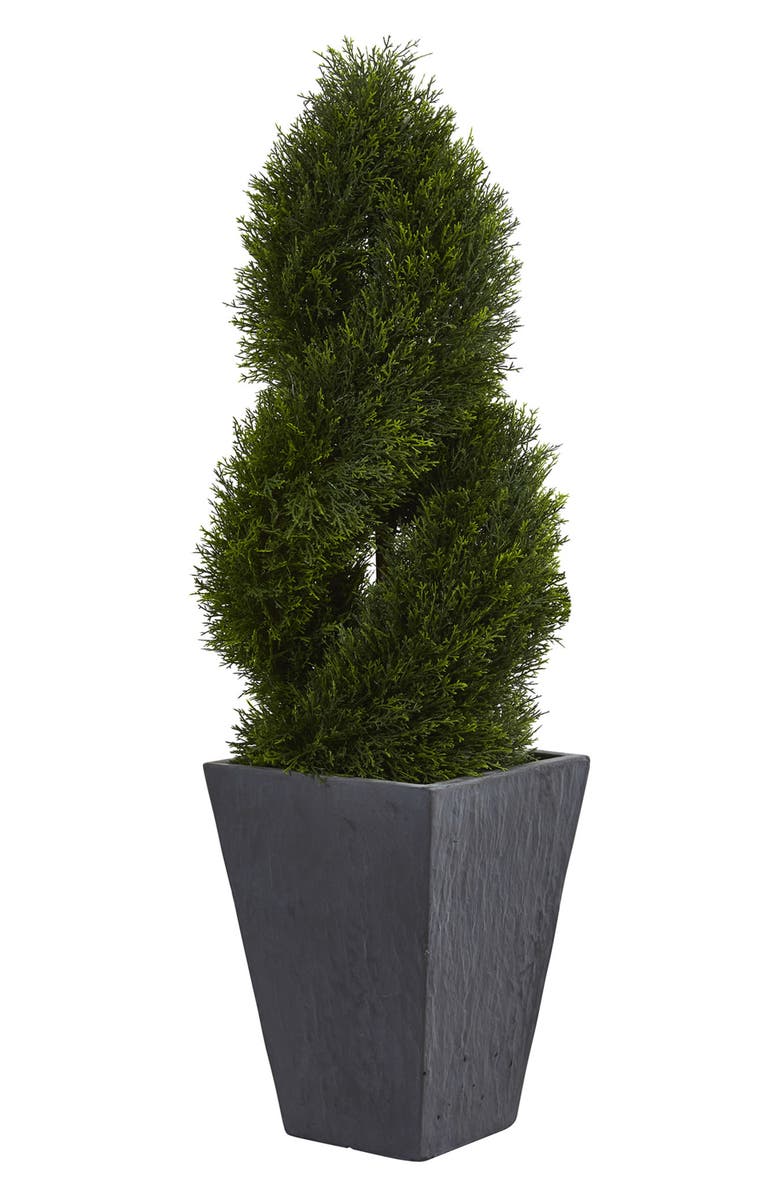 NEARLY NATURAL 4' Cypress Double Spiral Artificial Tree, Main, color, 