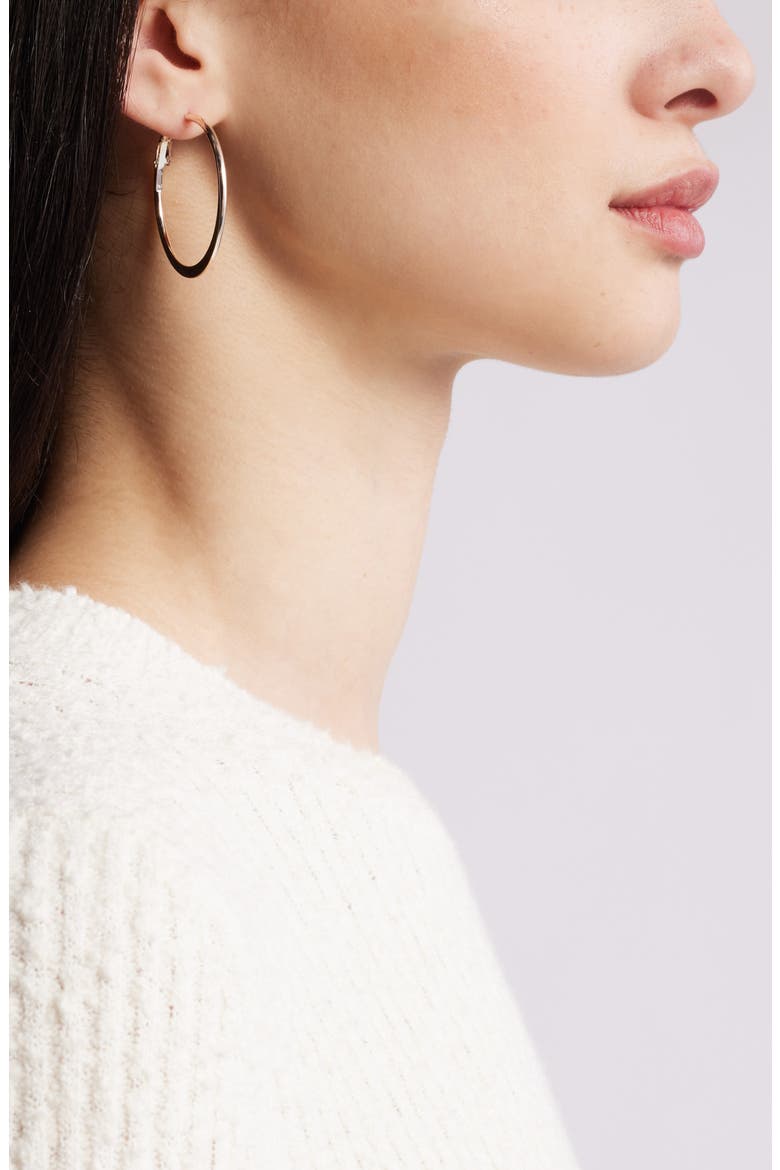 Demifine Tapered Hoop Earrings, Alternate, color, STERLING SILVER PLATED