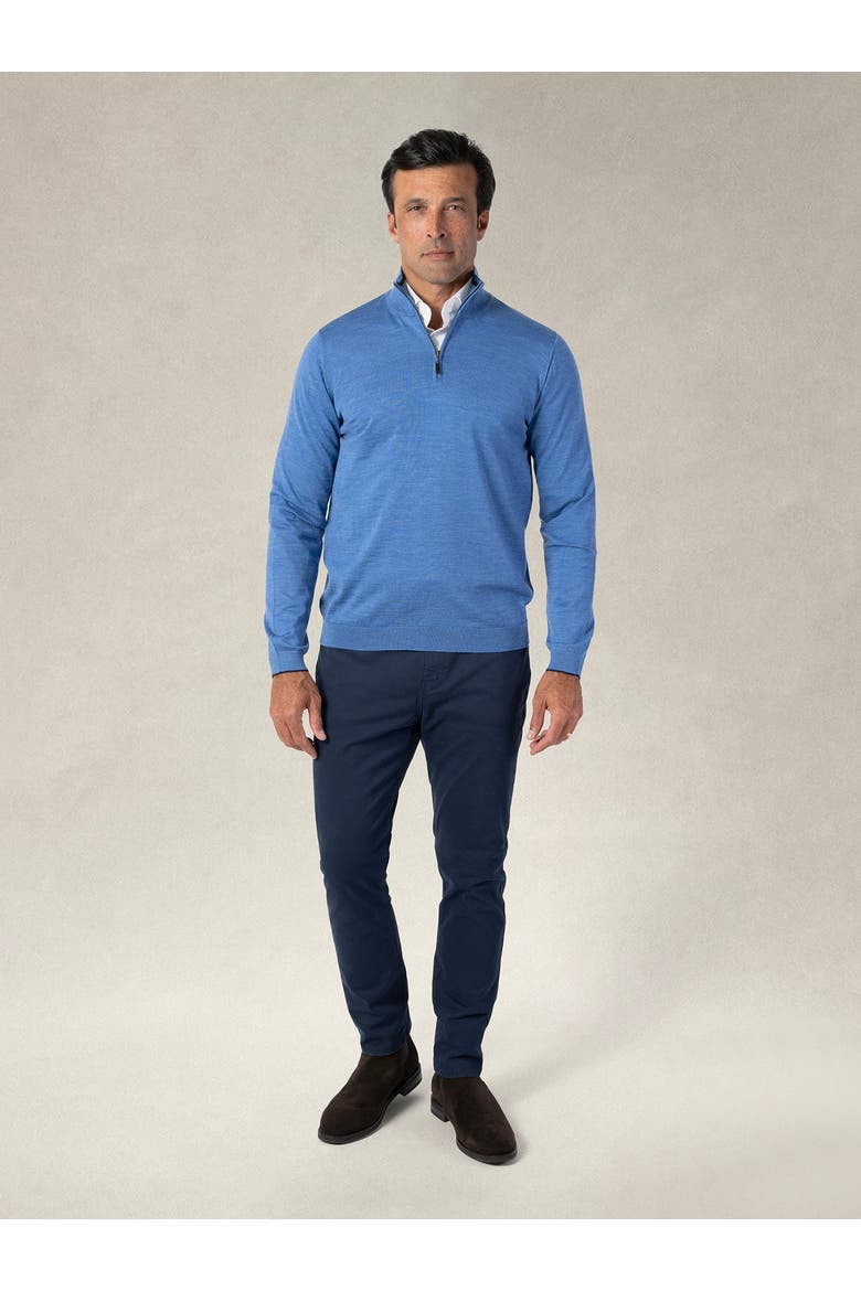 Eastwood Quarter Zip Sweater, Alternate, color, Sky Blue with Navy Tipping