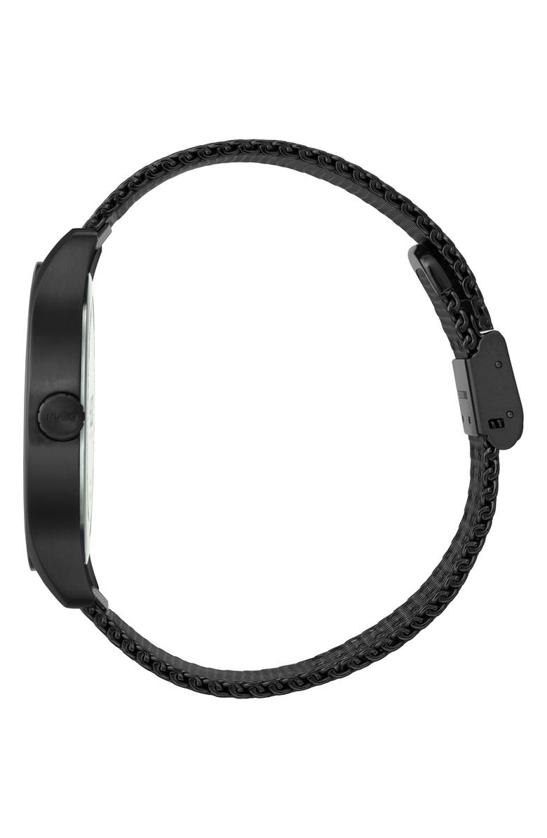 HUGO Mesh Strap Bracelet, 42mm, Alternate, color, Black Dial