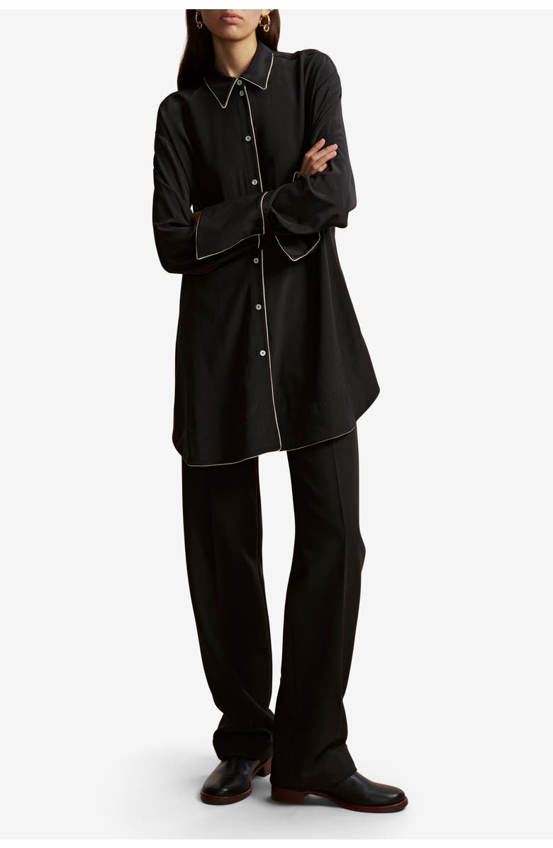 Marina Moscone Alex Shirt with Piping, Alternate, color, Black