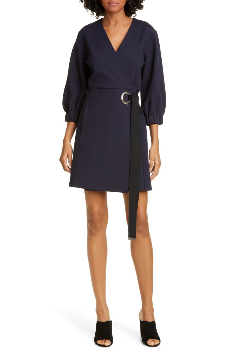 Wrap Front Minidress, Main, color, NAVY