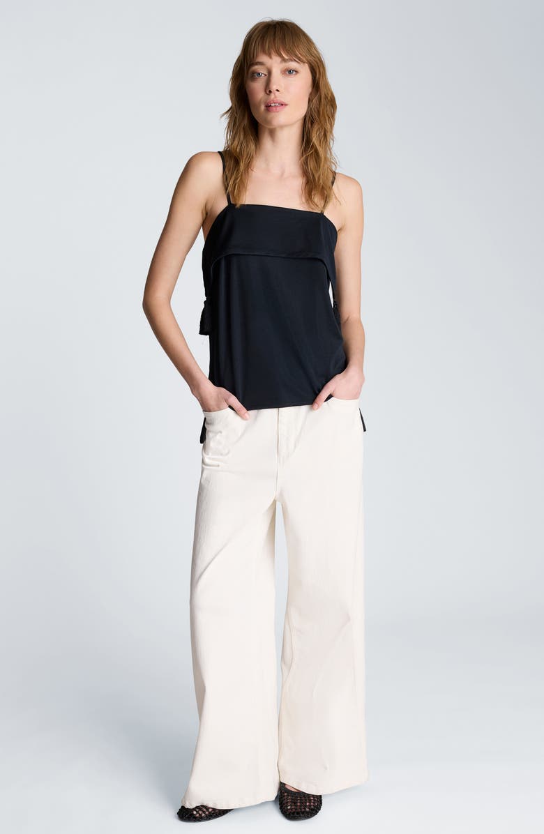 Kenneth Cole Tassel Trim Foldover Camisole, Alternate, color, Black