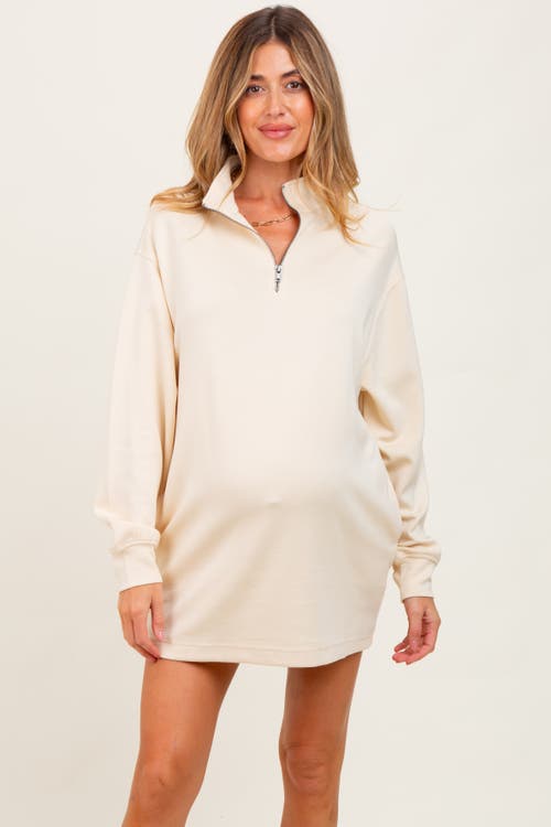 Pinkblush Half Zip Long Sleeve Mini Dress In White