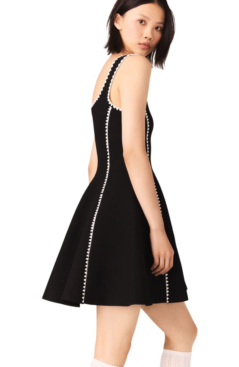 maje Short dress with topstitch details, Alternate, color, Black