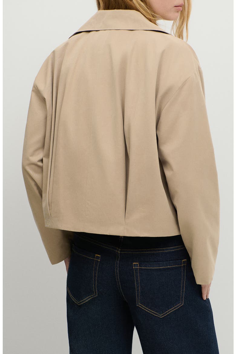 Short Double-breasted Trench Coat, Alternate, color, BEIGE