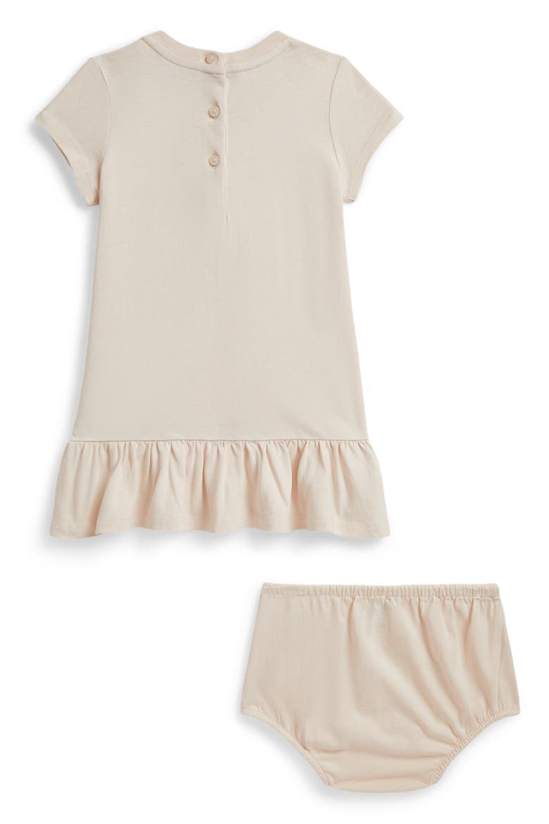 Patchwork Bear Jersey Dress & Bloomers Set, Alternate, color, GUIDE CREAM