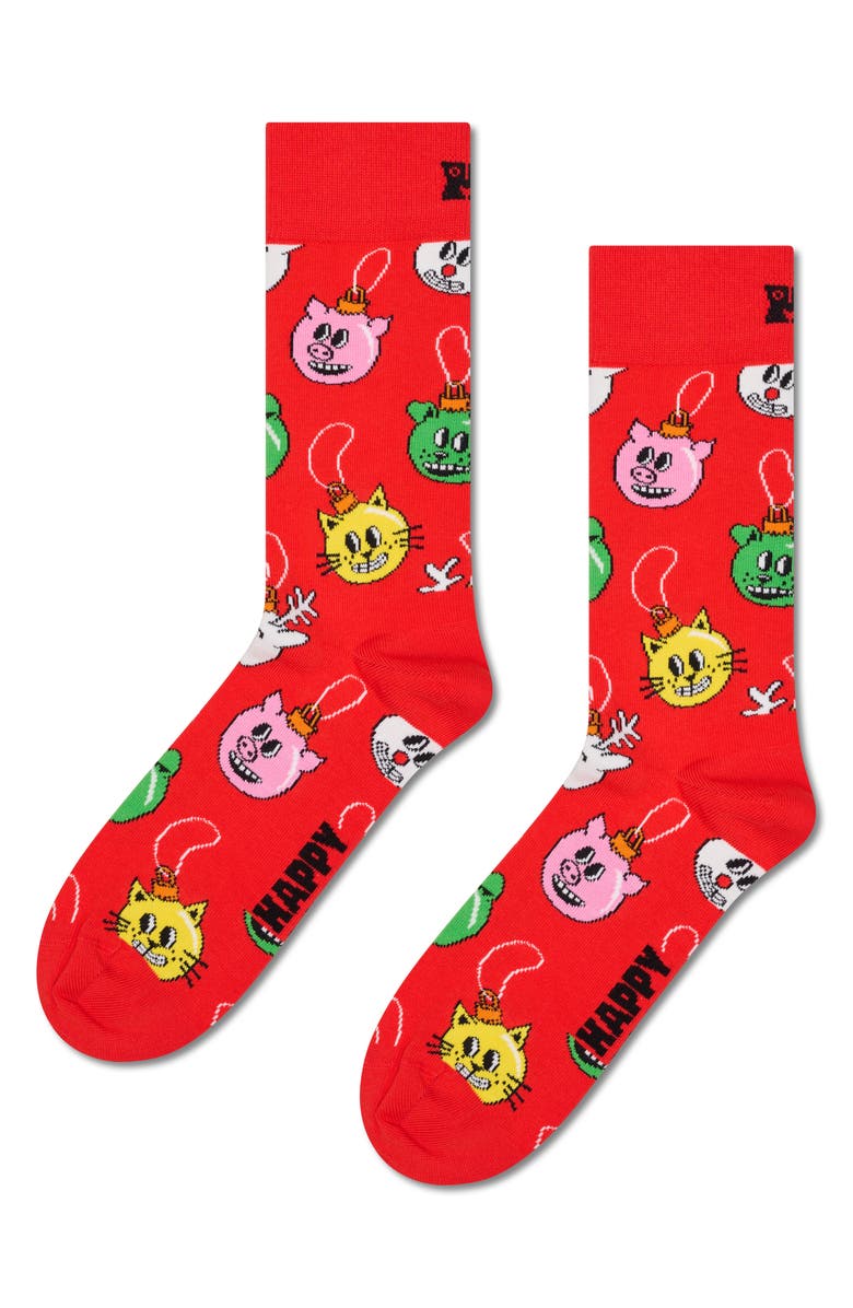 Happy Socks Assorted 3-Pack Cotton Blend Crew Socks Gift Box, Alternate, color, Red