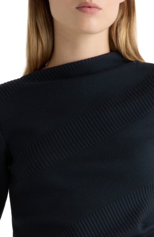 Modern Citizen Pauline Ribbed Asymmetric Neck Top In Black