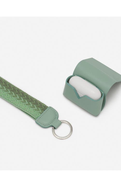 Lanvin Signature Leather Case For Airpods Pro In Vert De Gris