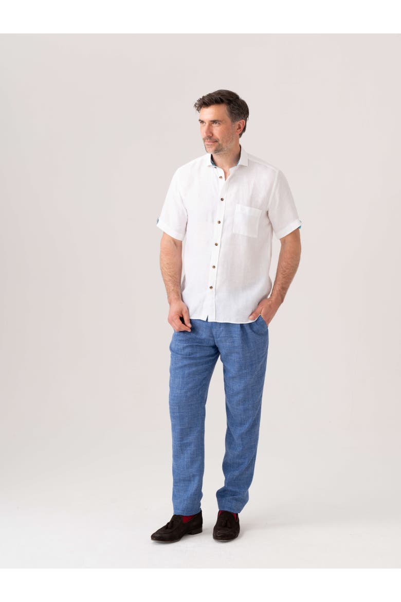 Short Sleeve Linen Shirt, Alternate, color, White