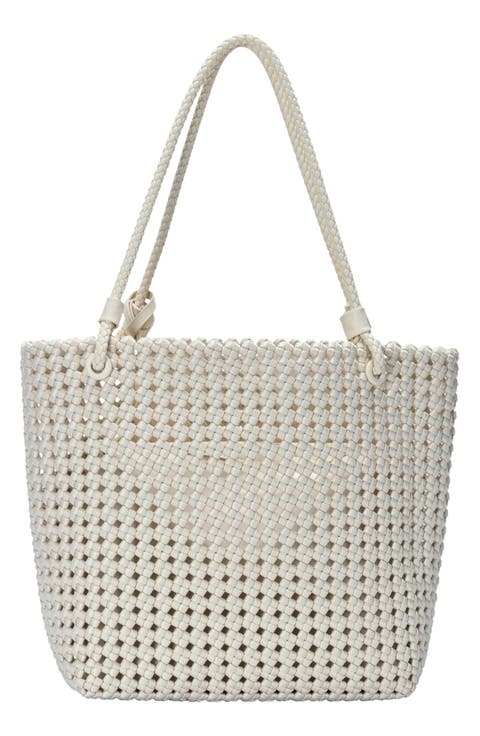 Knot Handle Woven Tote Bag