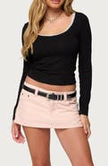 EDIKTED Contrast Lace Trim Long Sleeve Top