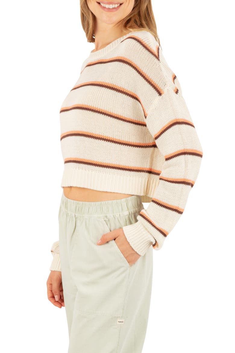 Delta Striped Cropped Open Knit Sweater, Alternate, color, CREAM