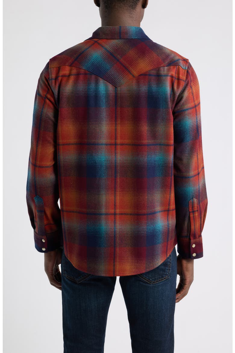 Canyon Plaid Wool Snap-Up Shirt, Alternate, color, MAROON/ TEAL