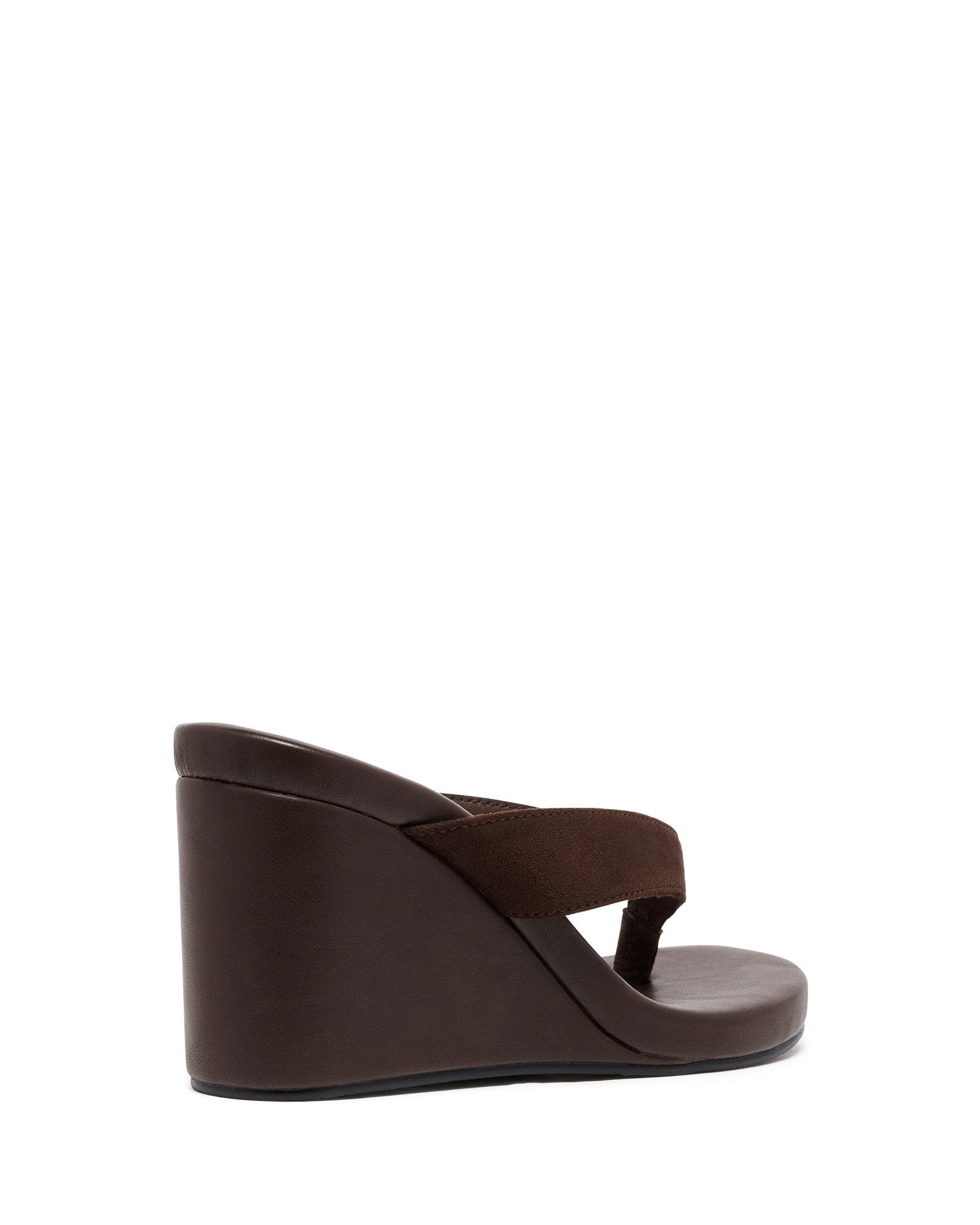 Therapy Australia Ren Wedge Sandal, Alternate, color, Chocolate Microsuede