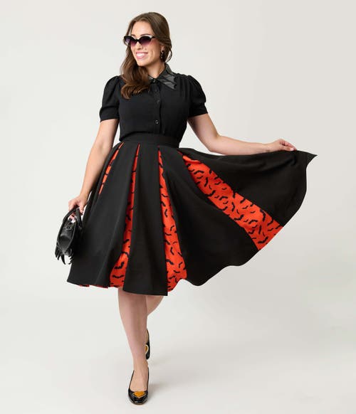 Unique Vintage Pleated Swing Skirt In Black