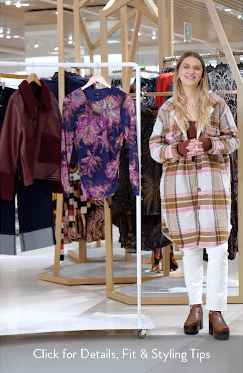 Floral Ruched Mesh Top, sales video thumbnail