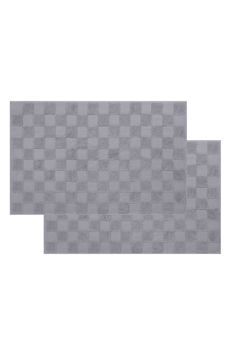 DePera Waffle Terry 2-Piece Turkish Cotton Bath Mat Set, Alternate, color, Silver