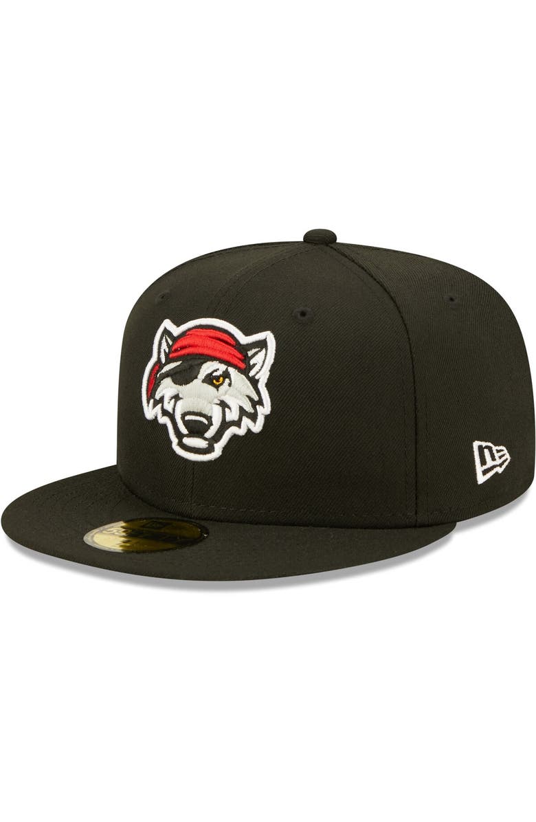 New Era Men's New Era Black Erie SeaWolves Authentic Collection Team Home 59FIFTY Fitted Hat, Main, color, Black