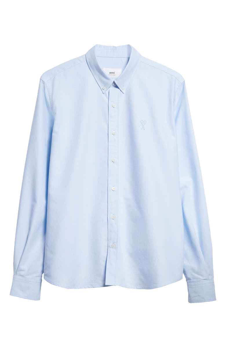 AMI PARIS Classic Ami de Coeur Logo Embroidered Button-Down Shirt, Alternate, color,