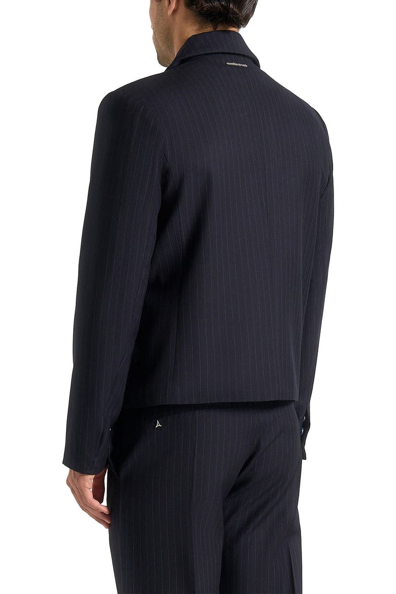 Silas Pinstriped Tailored Cropped Blazer, Alternate, color, Navy Pinstripe
