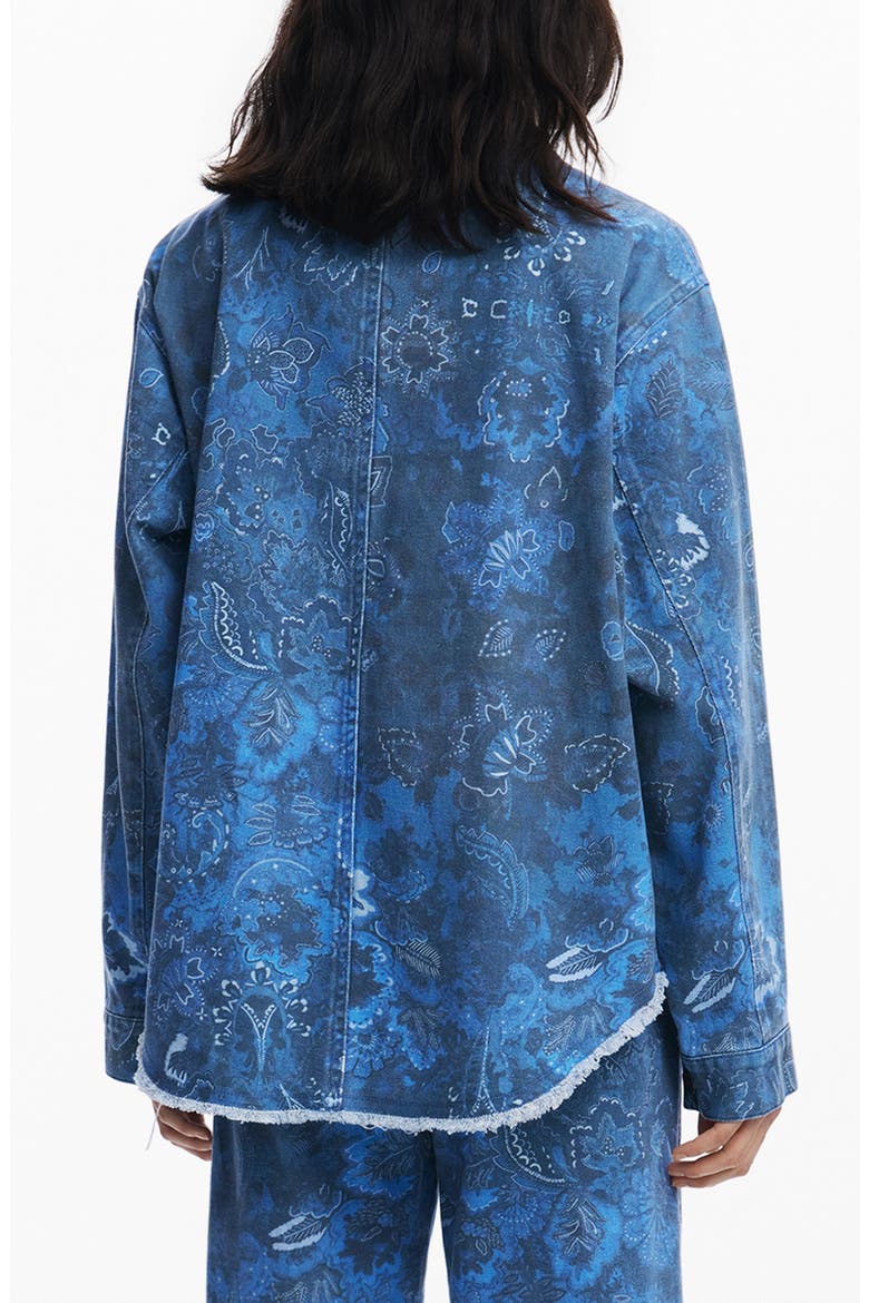 Floral Print Denim Jacket, Alternate, color, LIGHT BLUE