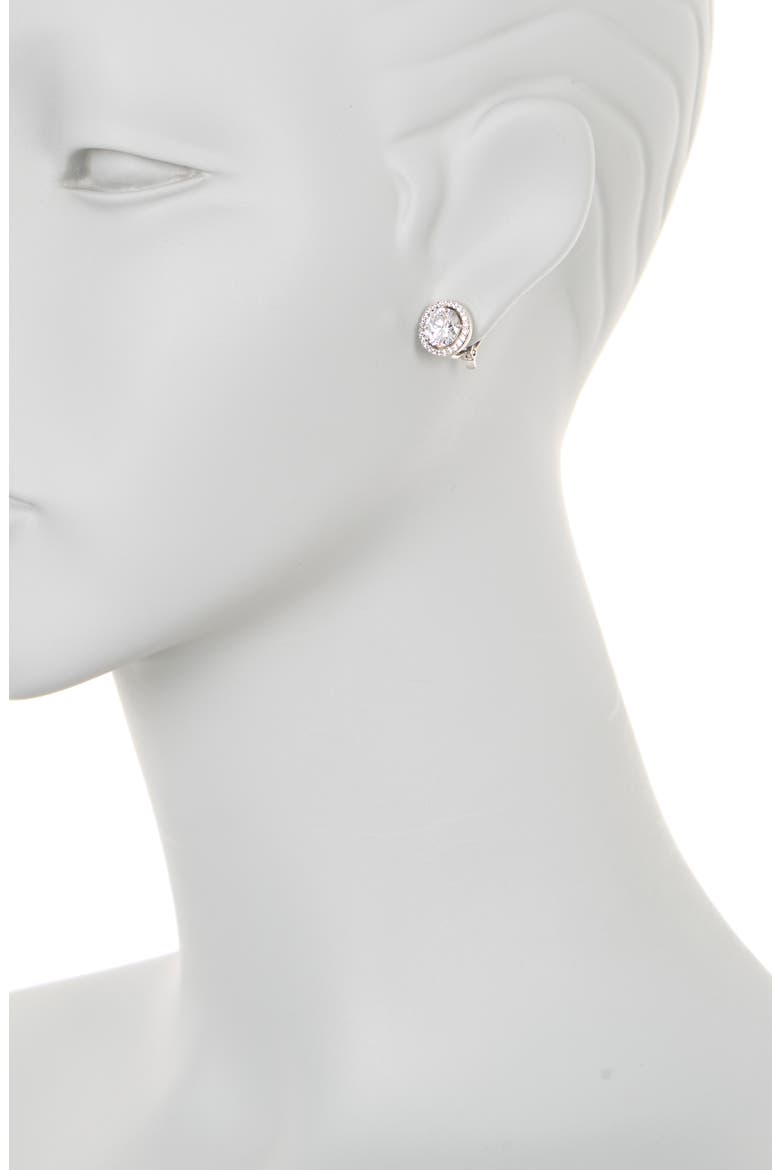 CZ Halo Clip Stud Earrings, Alternate, color, CLEAR/ RHODIUM