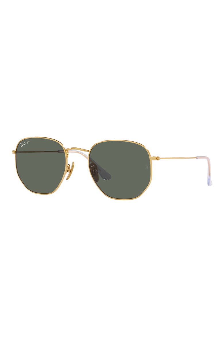 54mm Polarized Irregular Hexagonal Sunglasses, Alternate, color, YELLOW GOLD