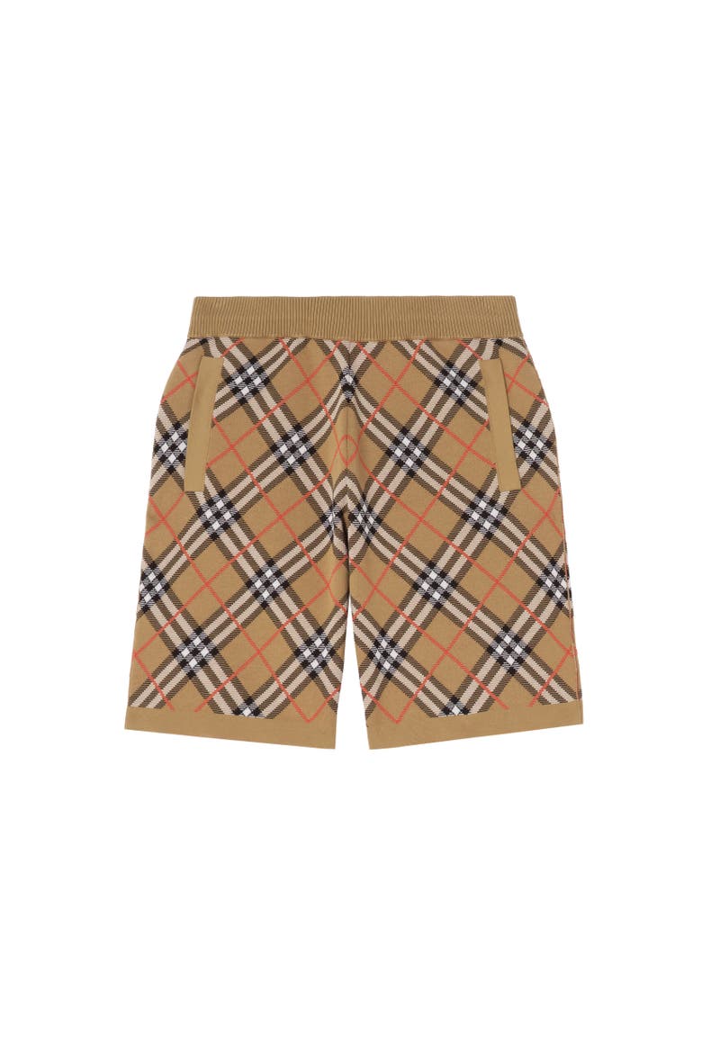 Check Cotton Blend Shorts, Alternate, color, Sand beige