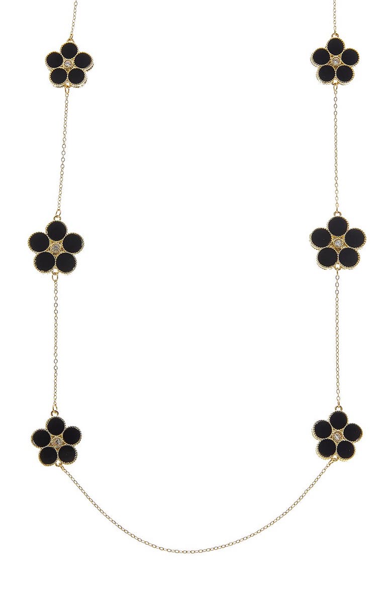 Flower Station Necklace, Main, color, GOLD/ ONYX