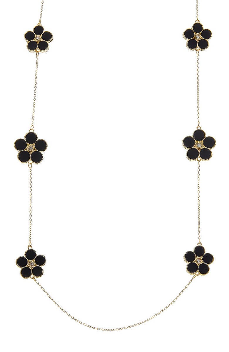 Juvell Flower Station Necklace, Main, color, Gold/ Onyx