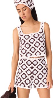 maje Floral Crochet Top