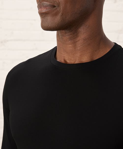 Pact Organic Cotton Luxe Stretch Jersey Slim Long Sleeve Tee In Black